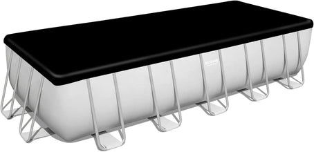 BESTWAY | Power Steel Rectangular Above Ground Swimming Pool Set and Pool Cover 21ftx9ftx52 | BES115TOY01911