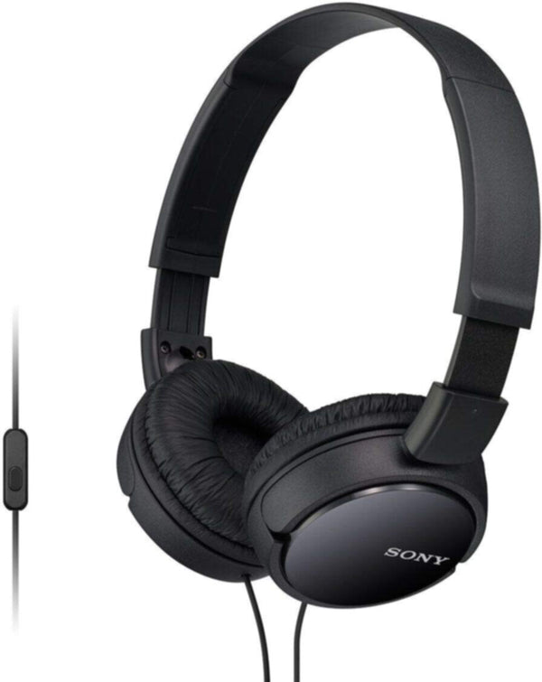 SONY | Wired On-Ear Headphones with tangle free cable, 3.5mm Jack, Headset with Mic | MDR-ZX110AP-BLACK