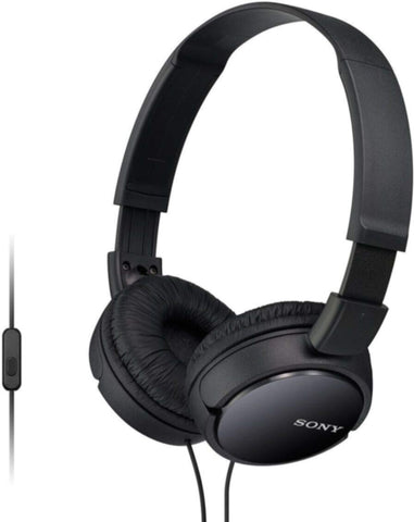 SONY | Wired On-Ear Headphones with tangle free cable, 3.5mm Jack, Headset with Mic | MDR-ZX110AP-BLACK