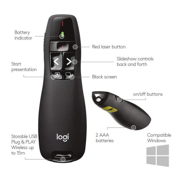 LOGITECH | Laser Presentation Remote Black | R400
