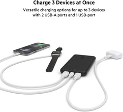 BELKIN | 10K Power Bank With Usb-C 15W, Dual Usb-A, 15Cm Usb-A To C Cable, Black | BPB011btBK