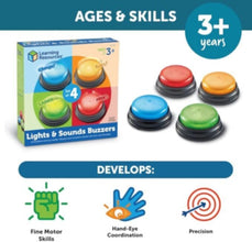 LEARNING RESOURCES UK| Lights And Sounds Buzzers (Set Of 4) (3+ Years) | LER3776
