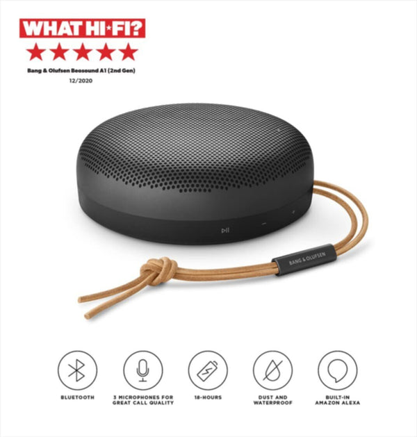 B&O | BEOSOUND A1 2ND GEN Waterproof Bluetooth Speaker with Voice Assist & Alexa Integration Gen Black Anthracite | TE0155937