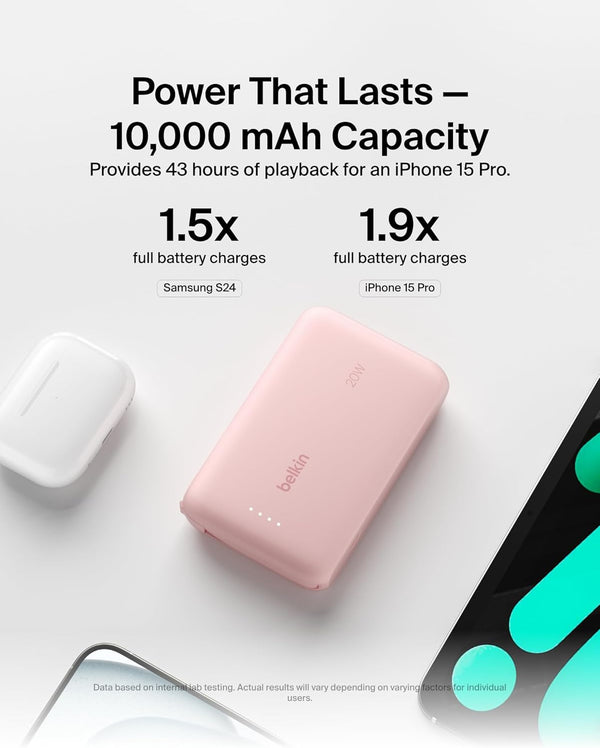 BELKIN | BoostCharge Portable Power Bank 10000mAh 20W Pink | TE0227075