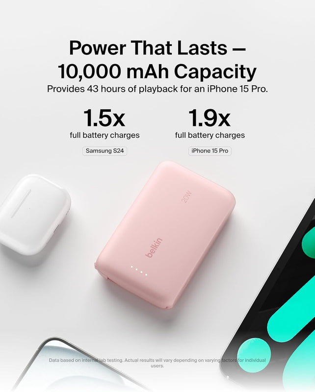 BELKIN | BoostCharge Portable Power Bank 10000mAh 20W Pink | TE0227075