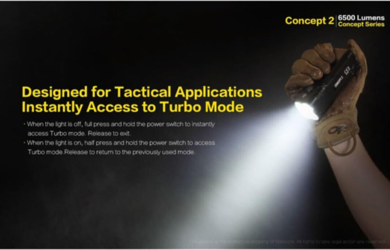 NITECORE | Concept 2 6500 Lumen Compact Rechargeable Light Black