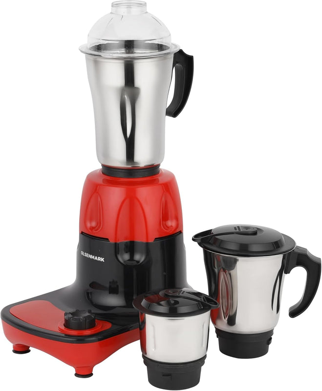 OLSENMARK | 3 IN 1 Mixer Grinder Juicer, 750W Powerful Motor with Stainless Steel Jars and Blades | OMSB2426