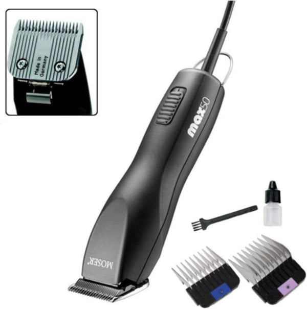 MOSER | Professional Silent Animal Clipper, With 1mm Blade and Attachment Combs | MAX 50