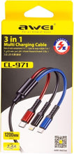 AWEI | Micro Type C Lightning 3 In 1 Multi Charging Cable| CL-971