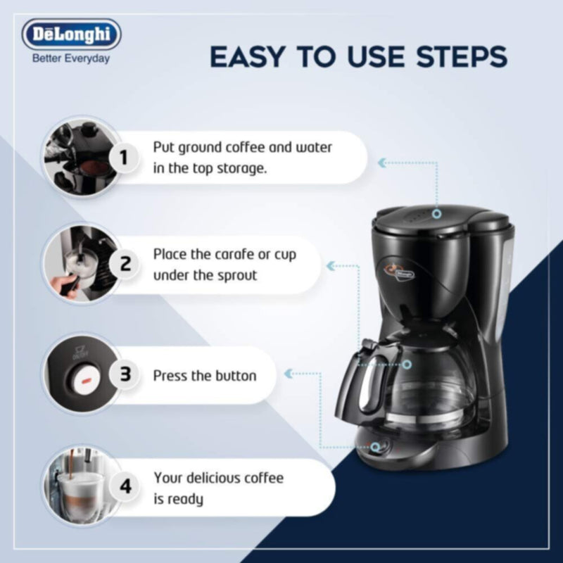 DELONGHI | 10-Cup Drip Coffee Maker 1000W | ICM2.1B