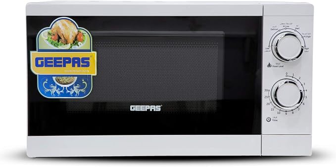 GEEPAS | Microwaves Oven 20Ltrs  Re-Heating and Fast Defrosting 1200 W White | GMO1894