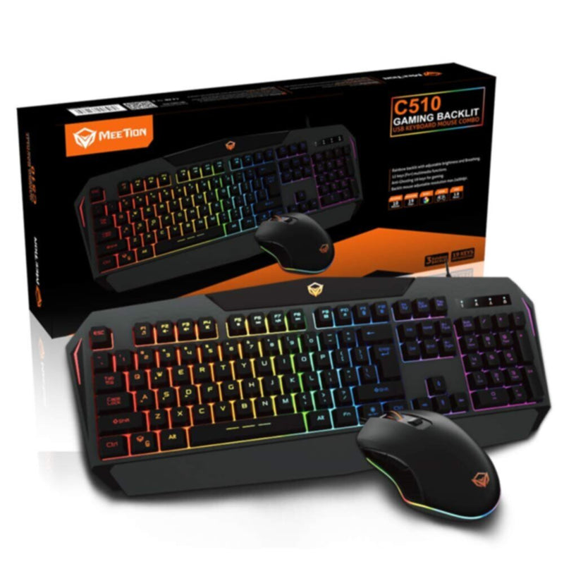 MEETION | Backlit Gaming Combo 2 in 1 | USB Keyboard and Mouse | MT-C510