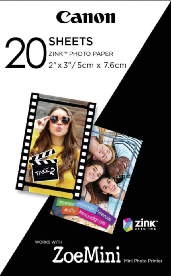 CANON | 2 x 3" ZINK Photo Paper Pack 20 Sheets | 92-SAS-SYQ7819