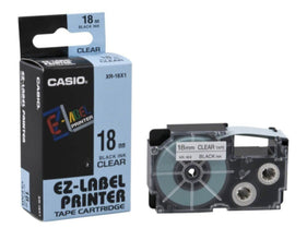 CASIO | Label Printer Black On Clear Tapes 18mm | XR-18X1-W-DJ1