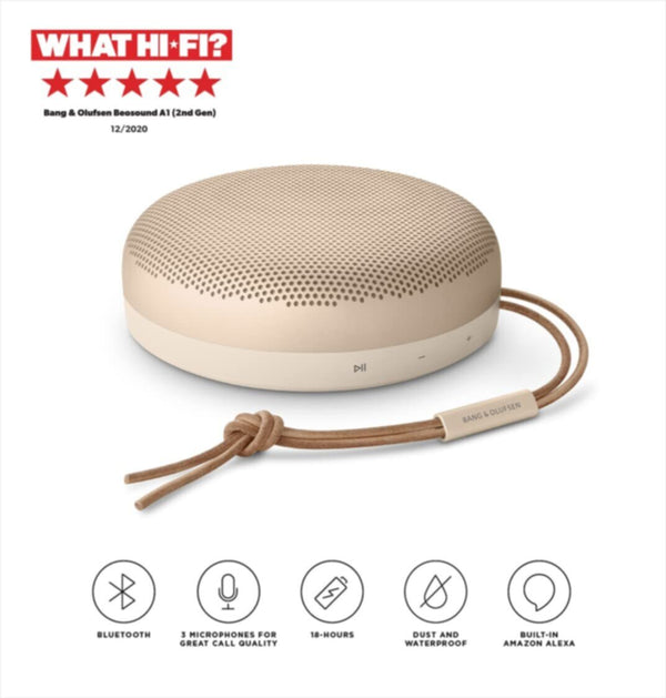 B&O | BEOSOUND A1 2ND GEN Waterproof Bluetooth Speaker with Voice Assist & Alexa Integration Gold Tone | TE0158893