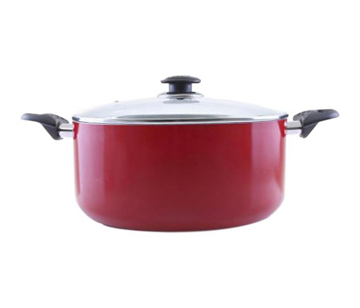 ROYALFORD | 26 cm Non Stick Aluminium Elegant Casserole with Glass Lid Red | RF6441