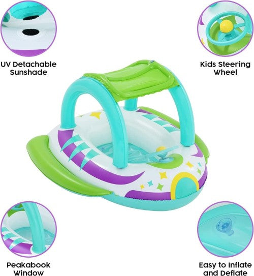 BESTWAY | Space Splash Inflatable Baby Boat With Sunshade | BES115TOY01820