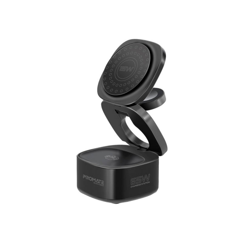 PROMATE | 4 IN 65 W Ganfast Foldable Magsafe Wireless Chraging Station For Apple Devices | RUBIX-65W.BLACK.UK