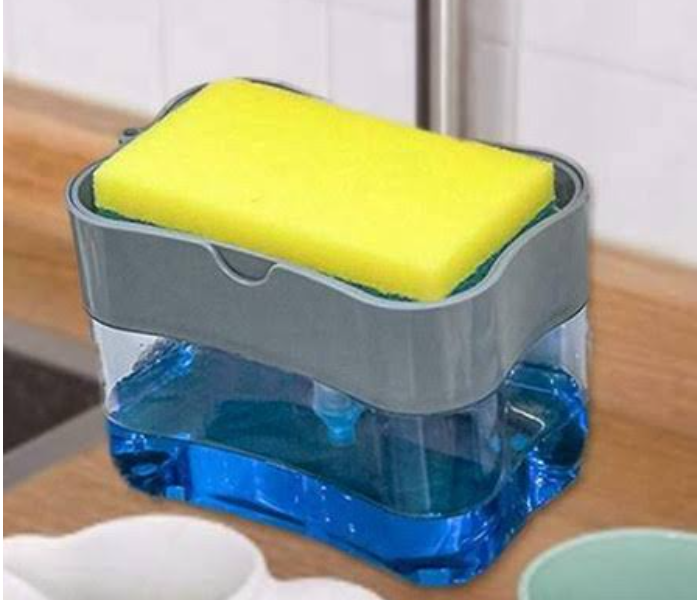 Soap Pump Dispenser And Sponge Holder, Silver | JPO6670