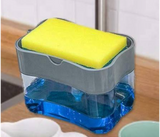 Soap Pump Dispenser And Sponge Holder, Silver | JPO6670