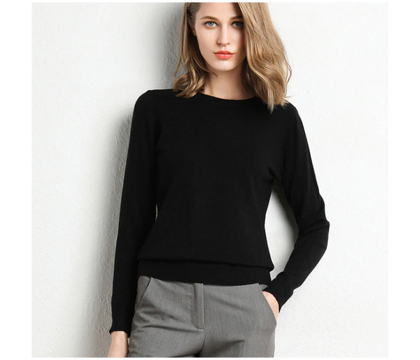 8560 Free Size Round Neck Long-sleeved Knitted Pullover Solid Jumper Sweater For Women | JPK4065