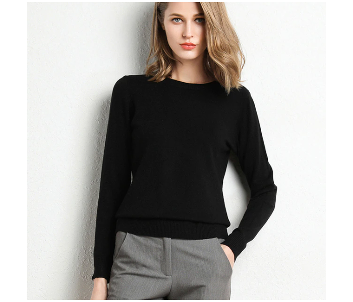 8560 Free Size Round Neck Long-sleeved Knitted Pullover Solid Jumper Sweater For Women | JPK4065