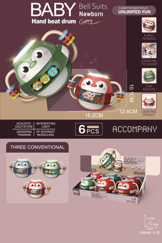 NTOYS | Drum W Light Music Wo 6 2Aa Batteries 6Pcs Display Box 3Colours | 48200626