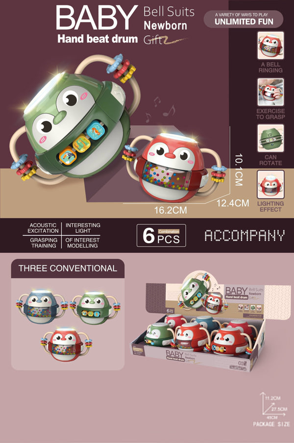 NTOYS | Drum W Light Music Wo 6 2Aa Batteries 6Pcs Display Box 3Colours | 48200626