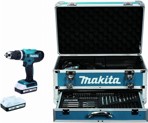 MAKITA | 18V Lithium-Ion G-series 13mm Cordless Percussion Driver Drill with 70pcs Accessory Set in Aluminium Case | HP488DAEX2