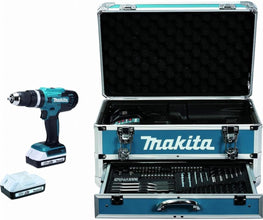 MAKITA | 18V Lithium-Ion G-series 13mm Cordless Percussion Driver Drill with 70pcs Accessory Set in Aluminium Case | HP488DAEX2
