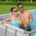 BESTWAY | Power Steel Rectangular Above Ground Swimming Pool Set and Pool Cover 21ftx9ftx52 | BES115TOY01911
