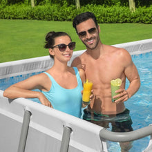 BESTWAY | Power Steel Rectangular Above Ground Swimming Pool Set and Pool Cover 21ftx9ftx52 | BES115TOY01911