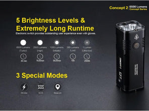 NITECORE | Concept 2 6500 Lumen Compact Rechargeable Light Black