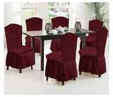 Fabienne CC35X6MRN 6-Piece Woven Jacquard Stretch Fit Dining Chair Slipcovers Set Maroon | JPO6512