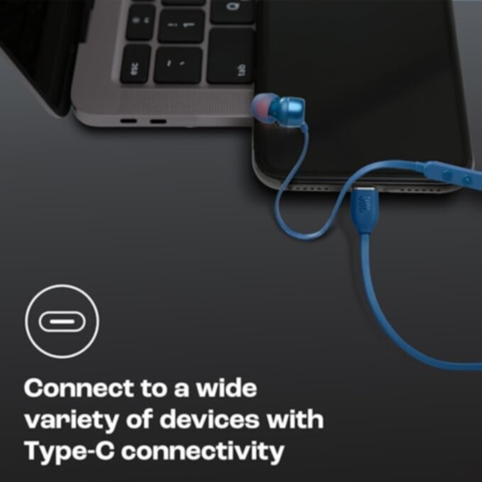 JBL| T310CUSB-C Blue Wired Hi-Res In-Ear Headphones | 301001000000620