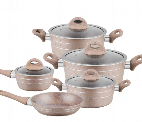 ROYALFORD | 9-Piece Smart Non-Stick Cookware Set 5-Layer Granite Coating | RF9555BGE