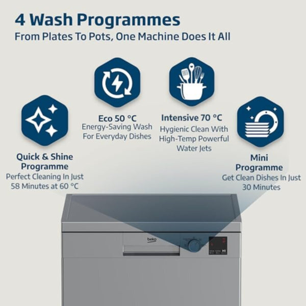BEKO | Free Standing Dishwasher 15 Place Settings Dark Grey | BDEN38533GC