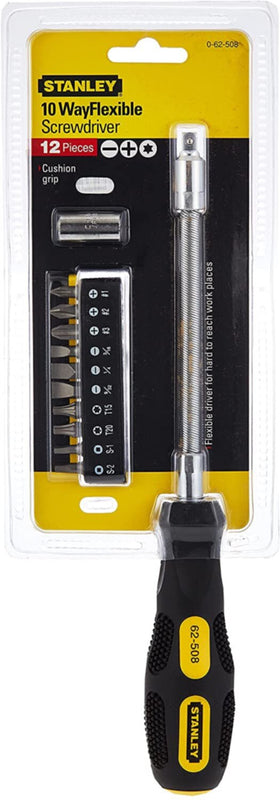 STANLEY | 10 Ways Flexi Screwdriver Set | Ph #1, Ph #2, Ph #3 Torx T15, T20 Square 1, 2 Flared 4Mm, 5Mm, 6Mm | 0-62-508