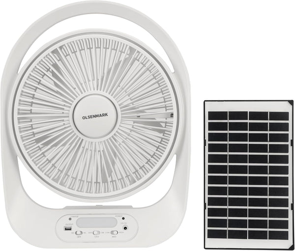 OLSENMARK | 12" Rechargeable Table Fan with Solar Panel | OMF1848