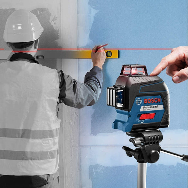BOSCH | Professional Line Laser with Self Levelling 30m Range 120m Range with receiver, IP 54 (Blue) | GLL 3-80