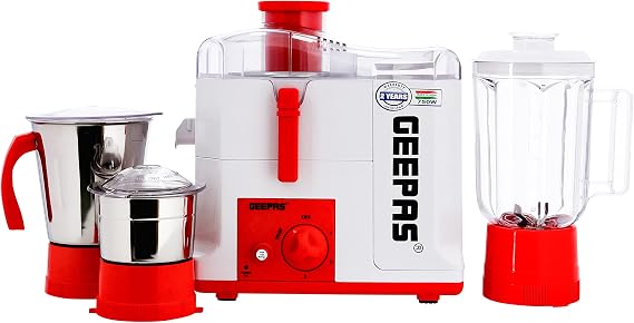 GEEPAS | 750 Watts 4 In 1 Food Processor Red And White | Gsb44077