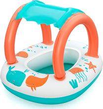 BESTWAY | Inflatable Pontoon With Canopy Plush Shaded Baby Boat 84x67cm | BES115TOY01810