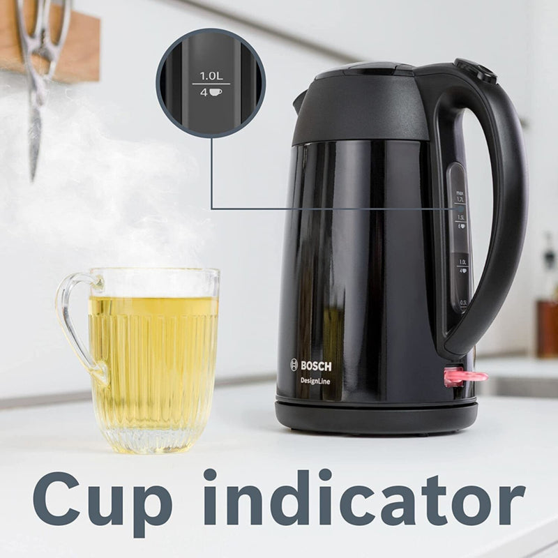 BOSCH | DesignLine 1.7Ltr Kettle Stainless Steel Black | TWK3P423GB