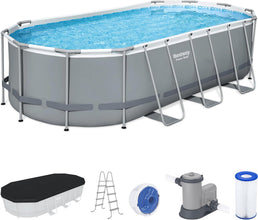 BESTWAY | Power Steel Oval Pool With Flowclear Filter Pump  18ftx9ftx48inch | BES115TOY01849