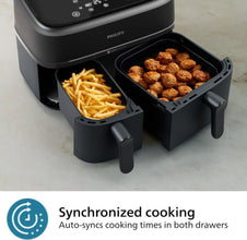 PHILIPS | 3000 Series Air Fryer Dual Basket 9L, 2 Drawer Black | NA350/00