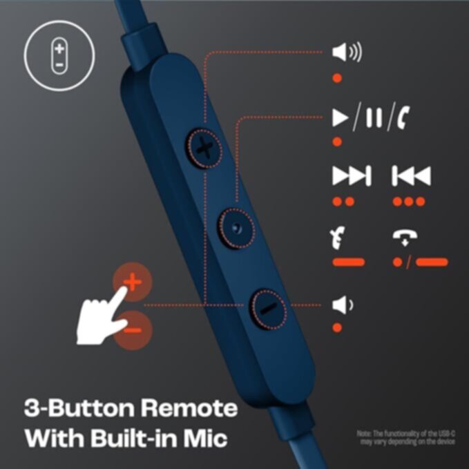 JBL| T310CUSB-C Blue Wired Hi-Res In-Ear Headphones | 301001000000620