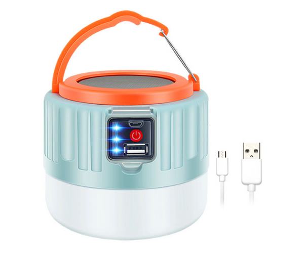 Portable Mini LED Emergency Solar Camping Light with Hook and Power Bank - Mint Green | JPI7227