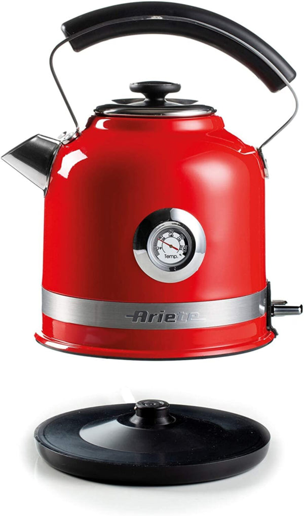 ARIETE | Moderna Cordless Electric Kettle Stainless Steel Body 1.7Ltr Red | 2854