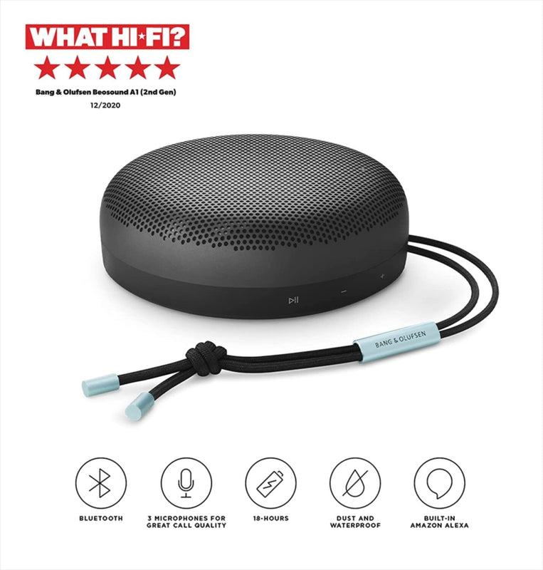 B&O | BEOSOUND A1 2ND GEN Waterproof Bluetooth Speaker with Voice Assist & Alexa Integration Anthracite Oxygen | TE0167623