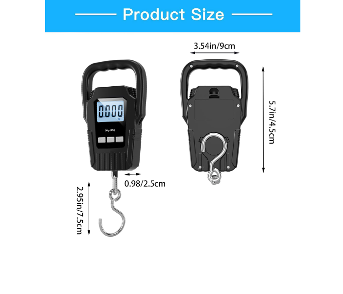 Scale110lb/50kg Luggage Scale,Upgrade Large Handle & Backlit LCD Display, Suitcase Scale with Comfortable Handle & Large Hook | JPO1910